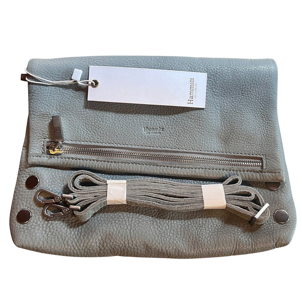 Hammitt VIP Medium Crossbody Bag Dust Blue Pebbled Leather Silver Hardware NWT